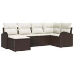 vidaXL Ensemble de canapé de jardin 6 Pièces Marron Poly rotin