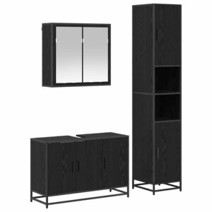vidaXL Ensemble de mobilier de salle de bain 3 Pièces Chêne noir