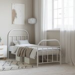 vidaXL Cadre de lit métal avec tête de lit/pied de lit blanc 75x190 cm