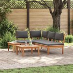 vidaXL Ensemble de banc de jardin avec coussin 4 Pièces Marron et gris