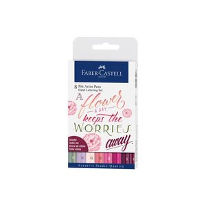 Etui de 8 Feutres Pitt Artist Pen Letterage manuel India Ink Nuance de Rose FABER-CASTELL