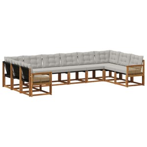 vidaXL Ensemble de canapés d'extérieur 10 pc Naturel et gris clair