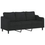 vidaXL Ensemble de canapés 3 Pièces avec coussins Noir Tissu