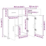 vidaXL Buffet Chêne fumé 88 5 x 30 5 x 73 cm Bois d'ingénierie
