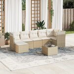 vidaXL Salon de jardin avec coussins 8 Pièces beige résine tressée