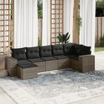 vidaXL Salon de jardin avec coussins 7 Pièces gris résine tressée
