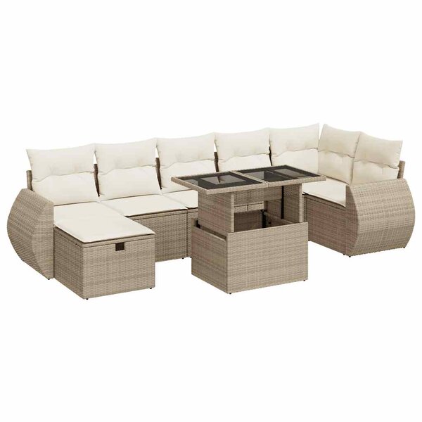 vidaXL Salon de jardin avec coussins 8 Pièces beige résine tressée