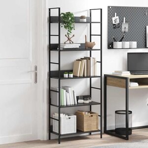 vidaXL Bibliothèque à 5 niveaux noir 60x27 6x158 5cm bois d'ingénierie