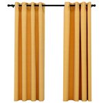 vidaXL Rideaux occultants Aspect lin à œillets 2 Pièces Jaune 140x175 cm