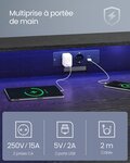 Bureau gaming avec led et multiprise table gamer bureau informatique avec rehausseur d’écran pour 2 ordinateurs pour chambre 12_0004635