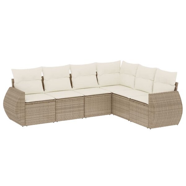 vidaXL Salon de jardin avec coussins 6 Pièces beige résine tressée