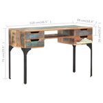 vidaXL Bureau 118x48x75 cm Bois de récupération massif