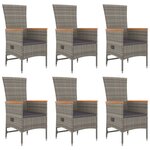 vidaXL Ensemble à manger de jardin et coussins 7 Pièces gris rotin