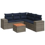 vidaXL Salon de jardin 6 Pièces avec coussins gris résine tressée