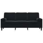 vidaXL Canapé 3 places avec oreillers décoratifs noir 180 cm velours
