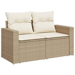 vidaXL Salon de jardin avec coussins 4 Pièces beige résine tressée