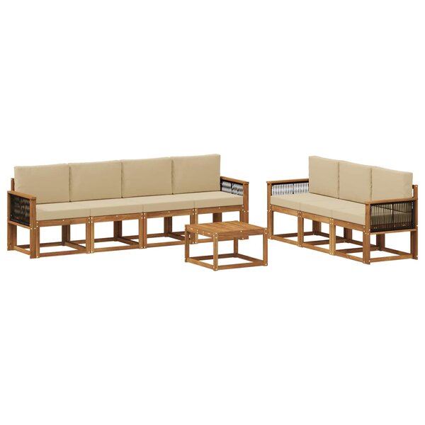 vidaXL Ensemble de canapés d'extérieur avec coussin 7 Pièces Naturel
