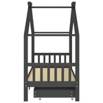 vidaXL Cadre de lit d'enfant avec tiroirs Gris foncé Pin 90x200 cm