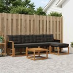 vidaXL Ensemble de canapés d'extérieur 6 pc Naturel et noir