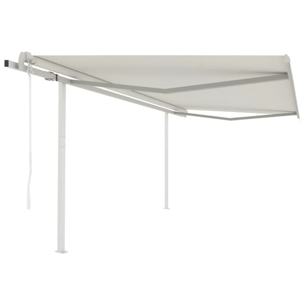 vidaXL Auvent rétractable automatique avec poteaux 4 5x3 m Crème