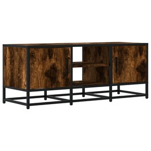 vidaXL Meuble TV chêne fumé 100x35x41 cm bois d'ingénierie et métal