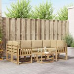 vidaXL Ensemble de canapés d'extérieur 7 Pièces Blanc et Beige