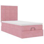 vidaXL Cadre de lit ottoman avec matelas rose 100x200 cm velours