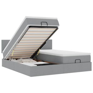 VidaXL Cadre de lit ottoman et matelas gris clair 200x200cm tissu