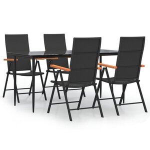 vidaXL Ensemble à manger de jardin 5 Pièces Noir et marron Résine tressée