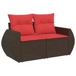 vidaXL Salon de jardin avec coussins 6 Pièces marron résine tressée