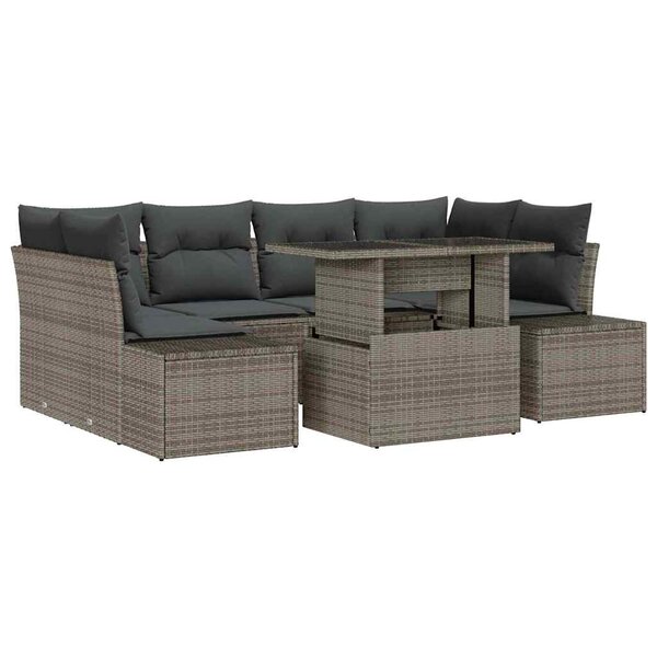 vidaXL Ensemble de canapé de jardin 7 Pièces Gris 100 x 55 x 73 cm