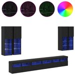 vidaXL Ensemble de meuble TV mural 7 Pièces Chêne noir Bois d'ingénierie