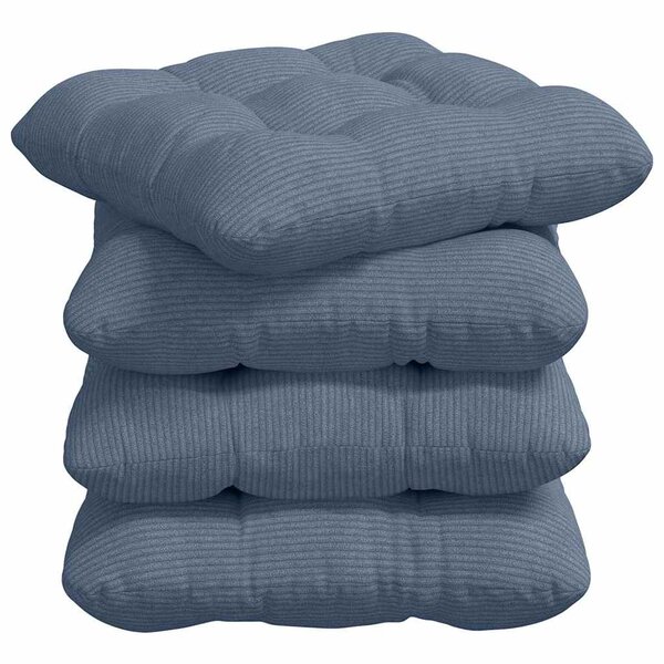 vidaXL Coussins de siège 4 pc Tissu en velours côtelé Bleu 40 x 40 cm