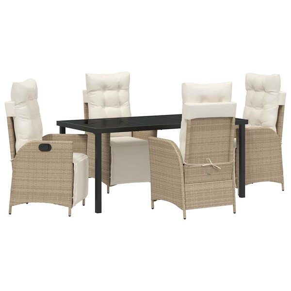 vidaXL Ensemble de salle à manger pour jardin 5 Pièces Beige Poly rotin