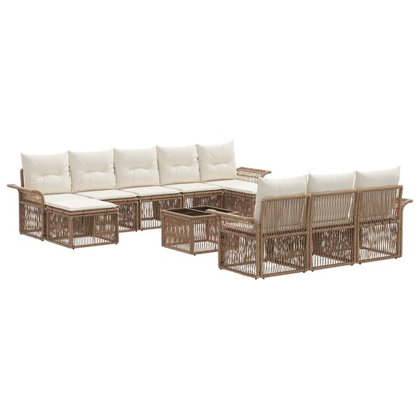 vidaXL Ensemble de canapé de jardin 11 Pièces Beige polyrotin