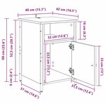 vidaXL Cabinet de chevet Chêne artisanal 40 x 42 x 60 cm