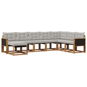vidaXL Ensemble de canapés d'extérieur 8 pc Naturel et Gris clair