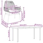 vidaXL Ensemble à manger jardin coussins 5Pièces marron poly rotin verre
