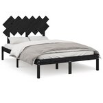 vidaXL Cadre de lit sans matelas noir 135x190 cm bois massif