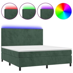vidaXL Sommier à lattes de lit avec matelas LED Vert foncé 160x200 cm