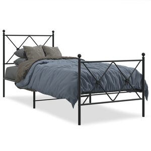 vidaXL Cadre de lit métal sans matelas avec pied de lit noir 75x190 cm