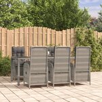 vidaXL Ensemble à manger jardin et coussins 7 Pièces gris rotin