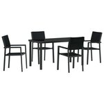 vidaXL Ensemble de salle à manger pour jardin 5 Pièces Noir