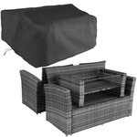 Salon de jardin rotin résine tressé synthétique 4 places avec housse de protection gris 2108079