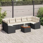 vidaXL Ensemble de canapé de jardin 8 Pièces Noir et blanc