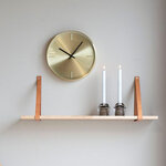 Étagère murale en bois naturel avec lanières en cuir marron 120 x 20 cm