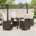 vidaXL Ensemble de salle à manger de jardin 5 pièces avec coussins Marron Poly Rattan