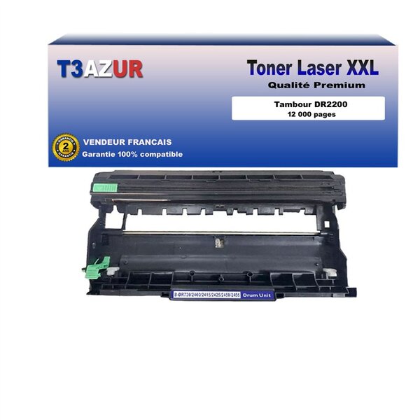 T3AZUR - Kit Tambour compatible avec Brother DR2200 pour Brother MFC-7360N  MFC-7460  MFC-7460DN  MFC-7860DW  Fax-2840  Fax-2845  Fax-2940