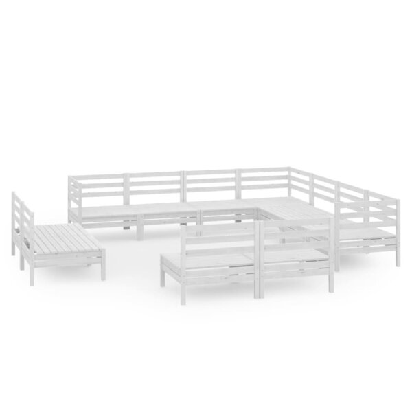 Salon de jardin meuble d'extérieur ensemble de mobilier 11 pièces bois de pin massif blanc 02_0015495
