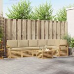 vidaXL Ensemble de canapés d'extérieur 7 Pièces Blanc et Beige